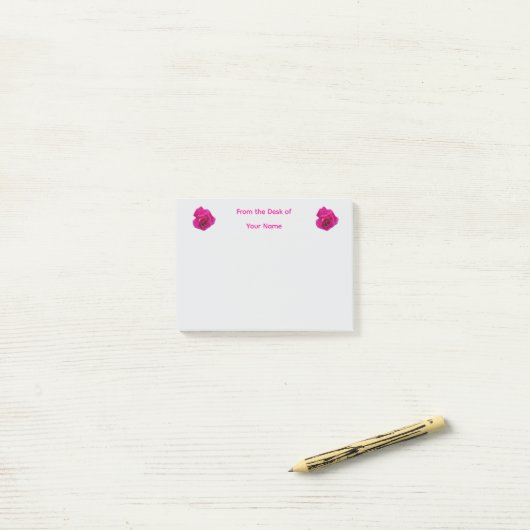 Roze Roos #5 Post-it® Notes (Op bureau)