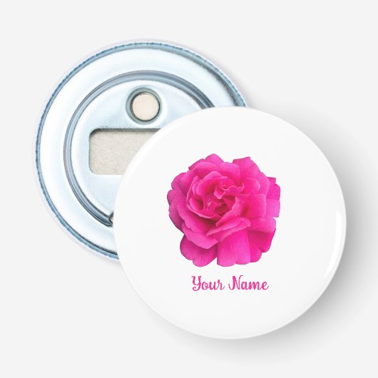 Roze Roos #6 Button Flesopener (Voorkant)
