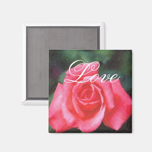 roze roos aangepaste liefde magneet (Voorkant / Achterkant)