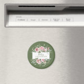Roze Roos Aangepaste Naam Magneet (Insitu (Vaatwasser))