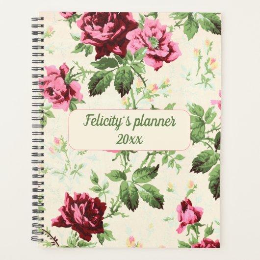  roze roos aangepaste naam ongedateerd planner (Voorkant)