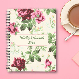  roze roos aangepaste naam ongedateerd planner