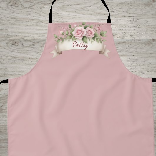 Roze Roos Aangepaste Naam Schort
