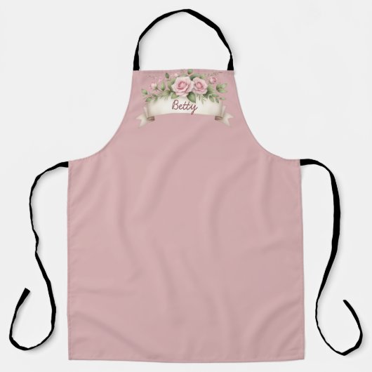 Roze Roos Aangepaste Naam Schort (Voorkant)