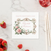 Roze Roos Aangepaste Naam Servet (Insitu)