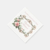Roze Roos Aangepaste Naam Servet (Hoek)