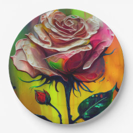 Roze Roos Abstract Elege Trouwdag Papieren Bordje