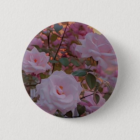 Roze roos accessoires ronde button 5,7 cm (Voorkant)