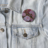 Roze roos accessoires ronde button 5,7 cm (In situ)