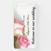 Roze roos afbeelding bruiloft welkom banner teken (Verticaal)
