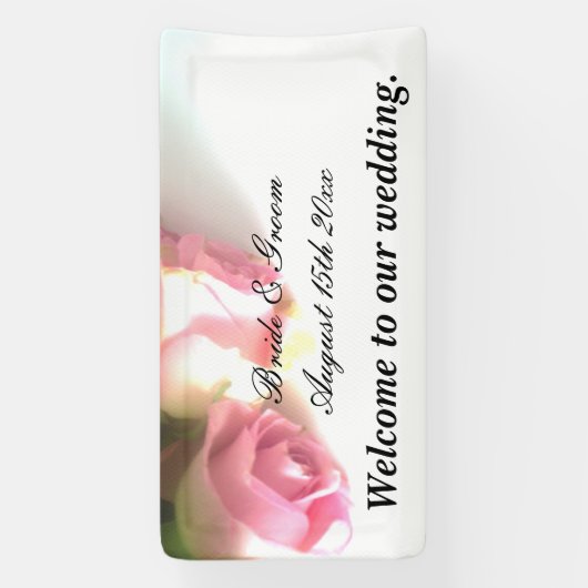 Roze roos afbeelding bruiloft welkom banner teken (Verticaal)