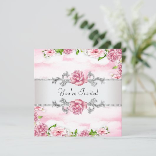 Roze roos All Occasion Feest Kaart (Staand voorkant)