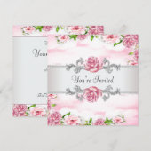 Roze roos All occasion-feestje Kaart (Voorkant / Achterkant)