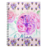 Roze Roos Aquarel Lila Roze Meisjes Notitieboek (Voorkant)