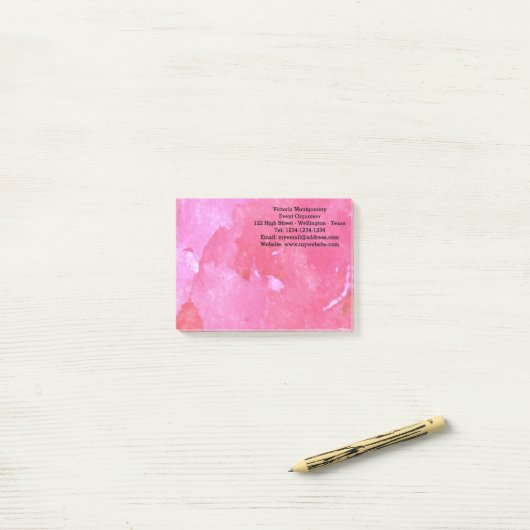 Roze Roos Aquarel Post-it® Notes (Op bureau)