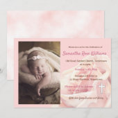 Roze roos baby meisje foto Toewijding Kaart (Voorkant / Achterkant)