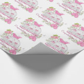 Roze Roos Baby Shower Cadeaupapier (Hoek)