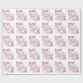Roze Roos Baby Shower Cadeaupapier (Vlak)