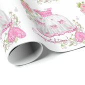 Roze Roos Baby Shower Cadeaupapier (Rol Hoek)