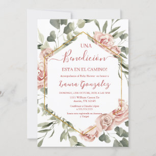 Roze roos baby shower meisje in het Spaans Kaart