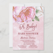 Roze Roos Baby shower meisjes Kaart (Voorkant)