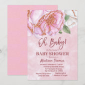 Roze Roos Baby shower meisjes Kaart (Voorkant / Achterkant)
