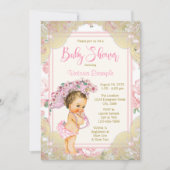  Roze Roos Baby shower Uitnodiging (Voorkant)