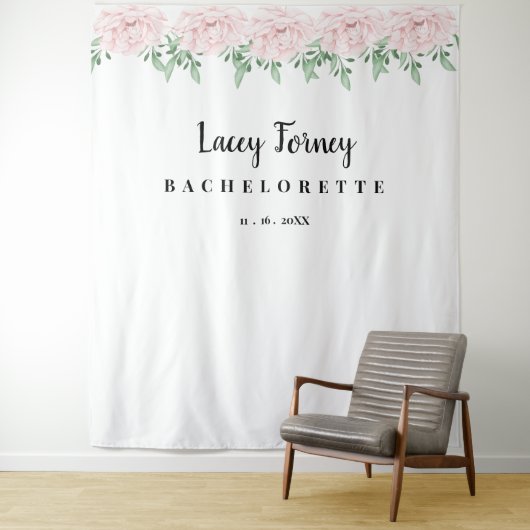 Roze Roos Bachelorette Feest Foto Achtergrond Wandkleed (In situ)