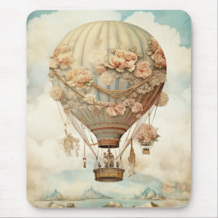 Roze Roos Ballon Pastel Teal Victoriaans Sprookje Muismat