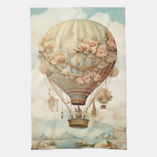 Roze Roos Ballon Pastel Turquoise Victoriaans Feër Theedoek
