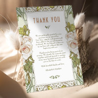 Roze Roos bedankkaart  Art Nouveau Mucha