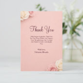 Roze Roos Bedankkaart Blush Kaart (Staand voorkant)