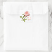 roze roos Bedankt bloem Vierkante Sticker (Tas)