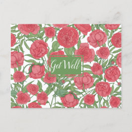Roze Roos Beterschap Ansichtkaart Briefkaart