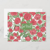 Roze Roos Beterschap Ansichtkaart Briefkaart (Voorkant / Achterkant)