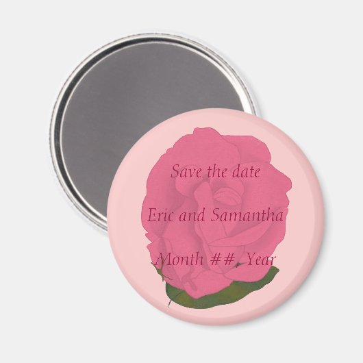 Roze Roos, Bewaar de datum bruiloft magneten (Voorkant / Achterkant)