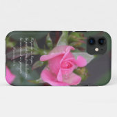 Roze Roos, Bijbelvers over hoop, Romeinen 12:12 Case-Mate iPhone Case (Achterkant (horizontaal))