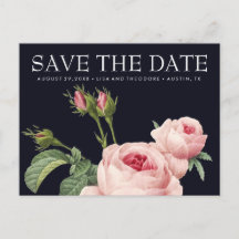 Roze  roos blauw BRUILOFT bewaar de datum