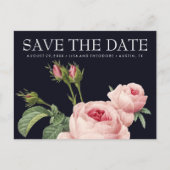 Roze  roos blauw BRUILOFT bewaar de datum Aankondigingskaart (Voorkant)