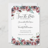 Roze Roos Blauw groene eucalyptus Floral Save The Date (Voorkant)