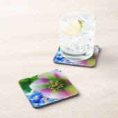 Roze Roos blauwe glazen bol Bier Onderzetter (Rechterzijde)