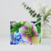 Roze Roos blauwe glazen bol Briefkaart (Staand voorkant)