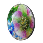 Roze Roos blauwe glazen bol Dartbord (Voorkant Rechts)