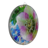 Roze Roos blauwe glazen bol Dartbord (Voorkant Links)