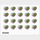 Roze Roos blauwe glazen bol Hart Sticker (Vel)