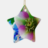 Roze Roos blauwe glazen bol Keramisch Ornament (Rechts)