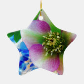 Roze Roos blauwe glazen bol Keramisch Ornament (Voorkant)