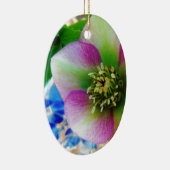 Roze Roos blauwe glazen bol Keramisch Ornament (Rechts)