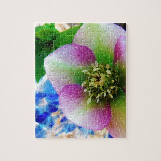 Roze Roos blauwe glazen bol Legpuzzel (Verticaal)