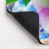 Roze Roos blauwe glazen bol Muismat (Hoek)